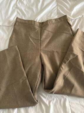 Alfred Dunner Petite Size 12P Brown Herringbone Pull-On Dress Pants